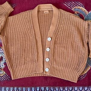 Babaa No. 18 Mini Cropped Knit Cardigan Sweater - Clay